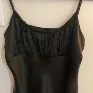 Black 100% silk satin gathered bust with twisted straps camisole